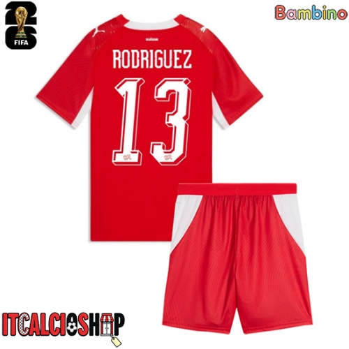 Svizzera Ricardo Rodriguez #13 Prima Maglia Bambino Mondiali 2026 Manica Corta (+ Pantaloni corti)